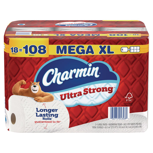 Charmin Ultra Strong Bathroom Tissue, Septic Safe, 2-ply, White, 363 Sheets/roll, 18 Rolls/pack