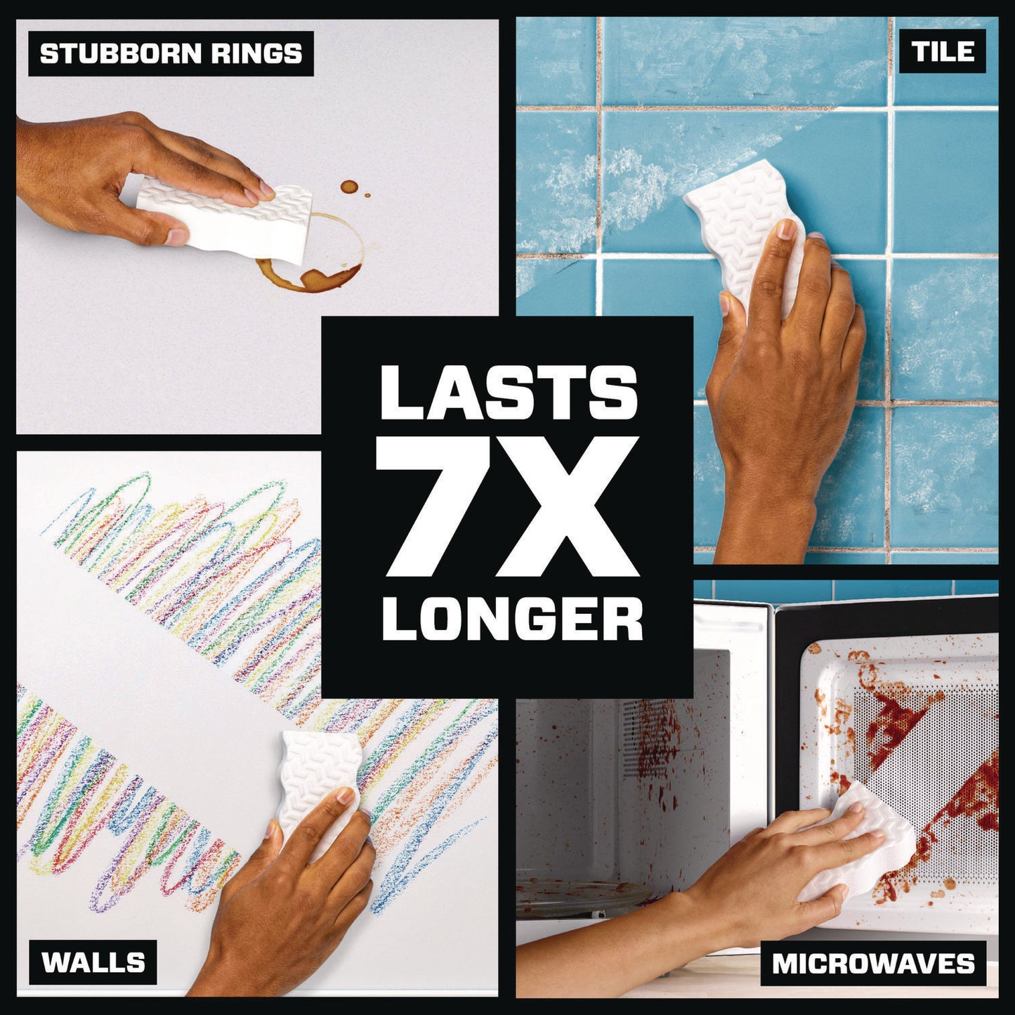 Mr. Clean Magic Eraser, Ultra-Thick, 4.6" x 2.3", 1.2" Thick, White, 5/Pack, 2 Packs/Carton (12413)