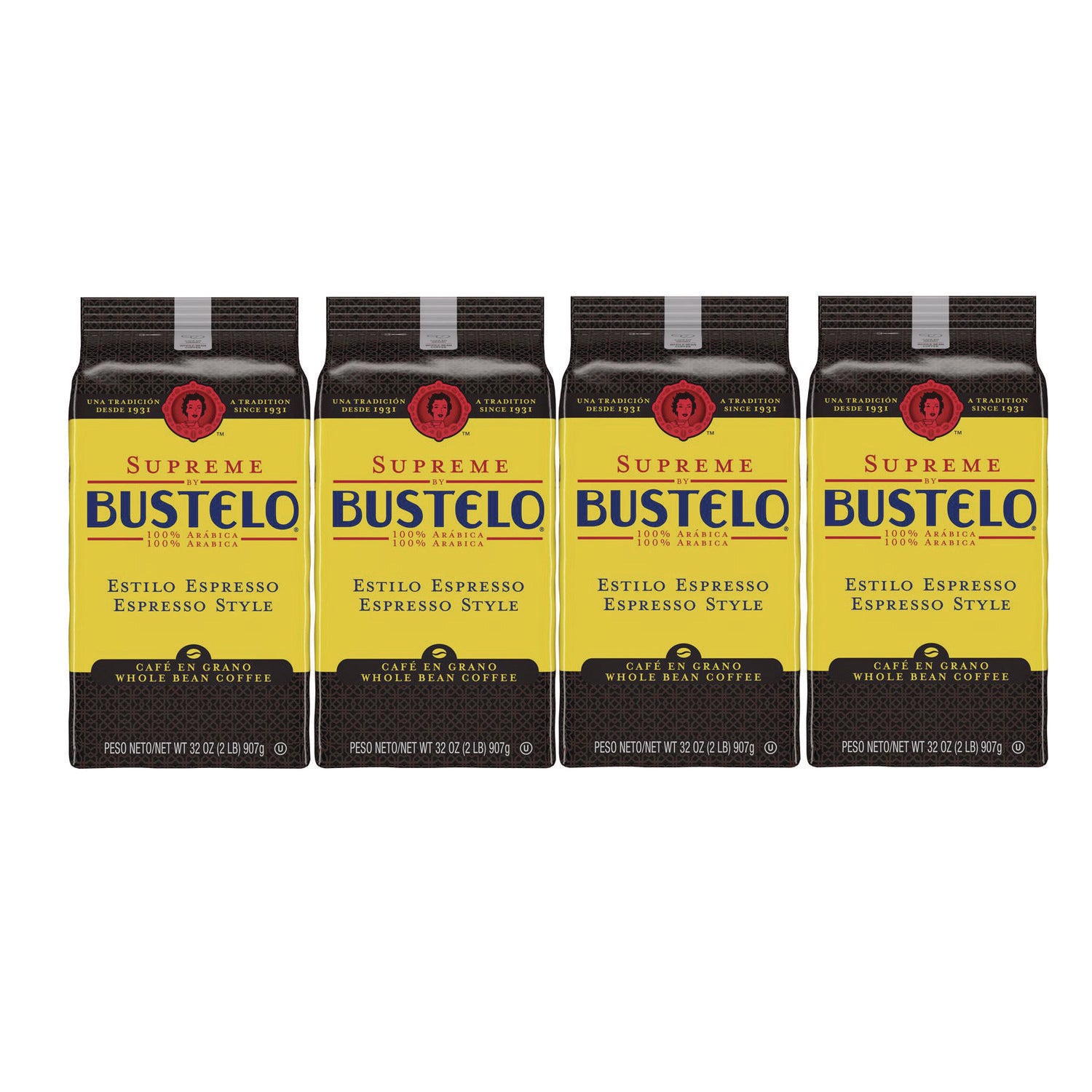 Folgers Cafe Bustelo Whole Bean Coffee, Espresso, 32 oz Bag, 4/Carton (21892)