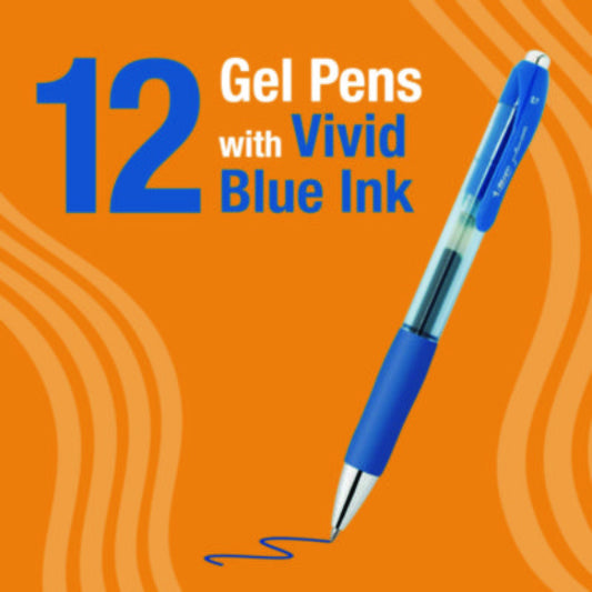 BIC Gelocity Pro Gel Pens, Retractable, Medium 0.7 mm, Blue Ink, Blue/Clear Barrel, 12/Pack (RPGL11BLU)