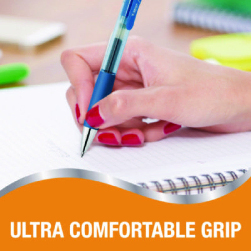 BIC Gelocity Pro Gel Pens, Retractable, Medium 0.7 mm, Blue Ink, Blue/Clear Barrel, 12/Pack (RPGL11BLU)