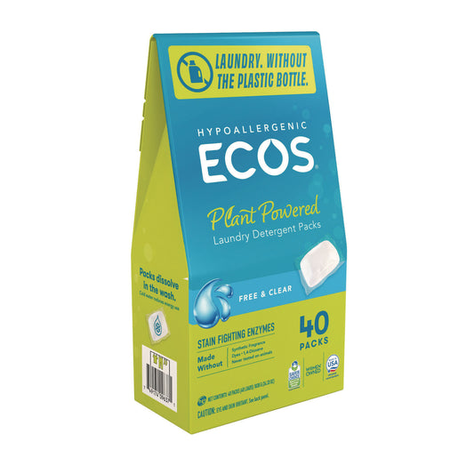 ECOS PRO Laundry Detergent Packs, Free and Clear, 40/Pack (963706EA)