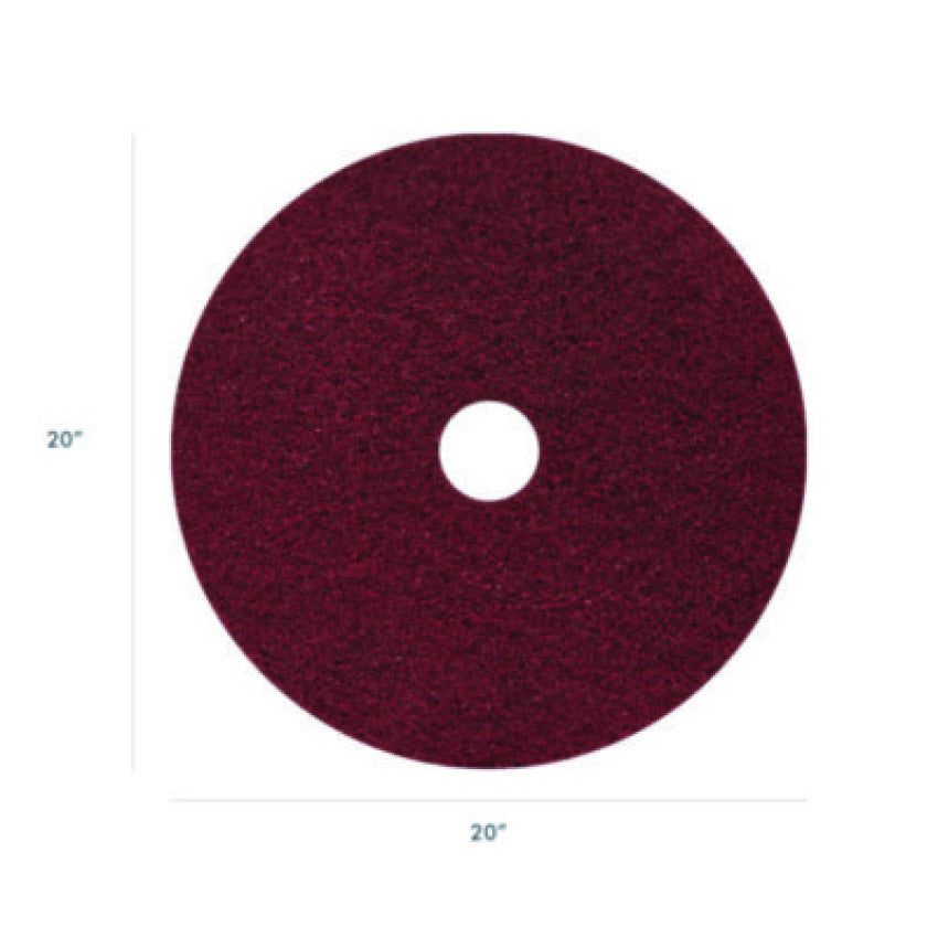 Americo Black Diamond 400 Heavy-Duty Cleaning Pad, 20" Diameter, 400 Grit, Black/Red, 2/Carton (442120)