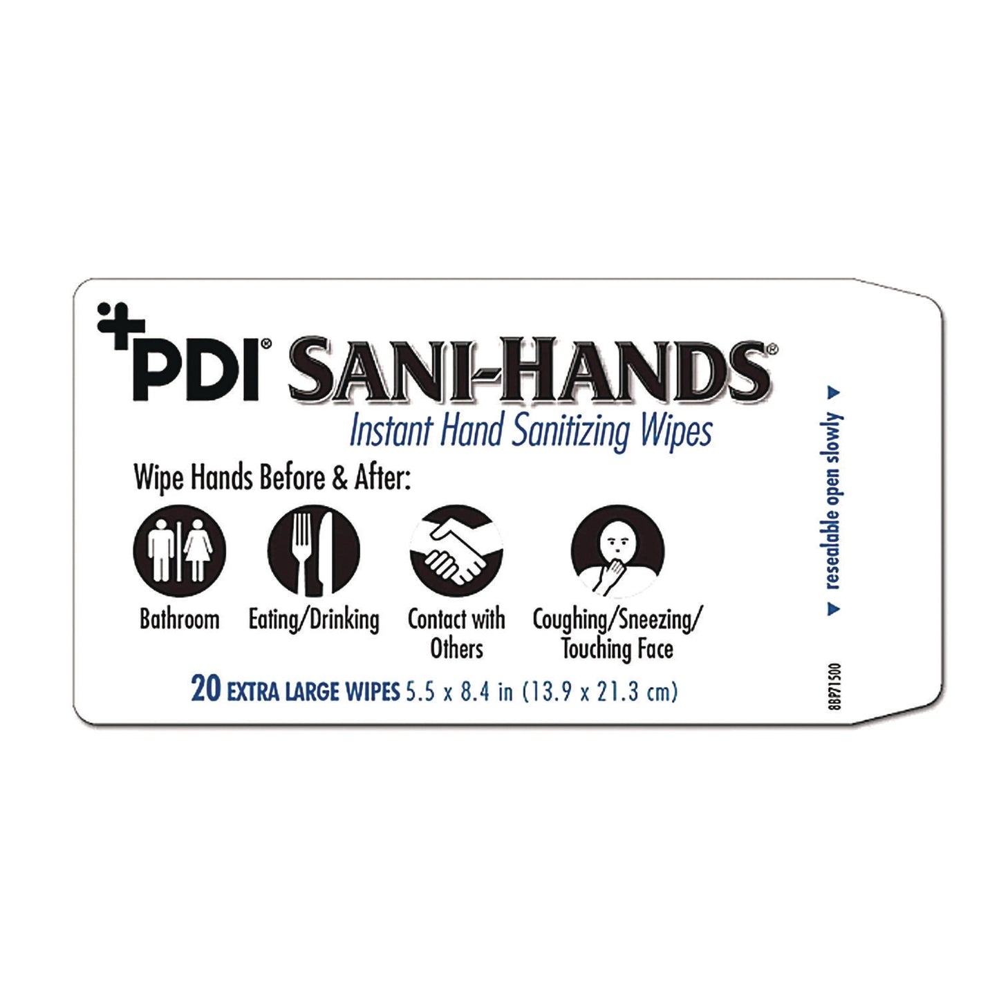 PDI Sani-Hands Instant Hand Sanitizing Wipes, 7.5 x 6, Unscented, White, 220/Canister, 6 Canisters/Carton (NPKP15984)