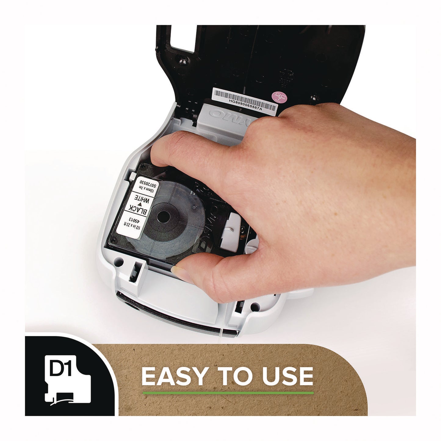 DYMO D1 Standard Labels, 0.38" x 23 ft, Black Print on White Tape (1761554)