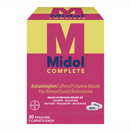 Midol Complete Menstrual Caplets, 2/Pack, 30 Packs/Box (64458)