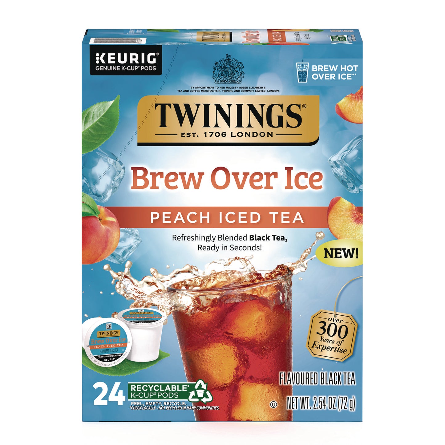 TWININGS Brew Over Ice K-Cups, Peach, 24/Box (TNA23196)