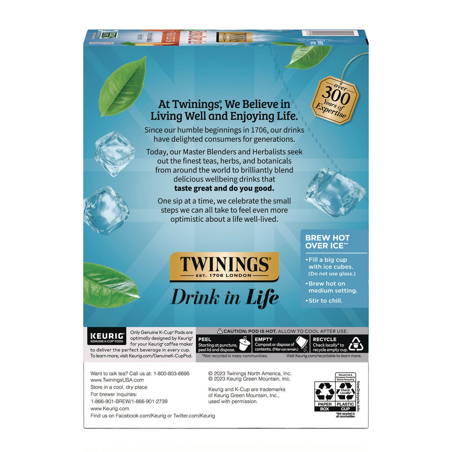 TWININGS Brew Over Ice K-Cups, Peach, 24/Box (TNA23196)