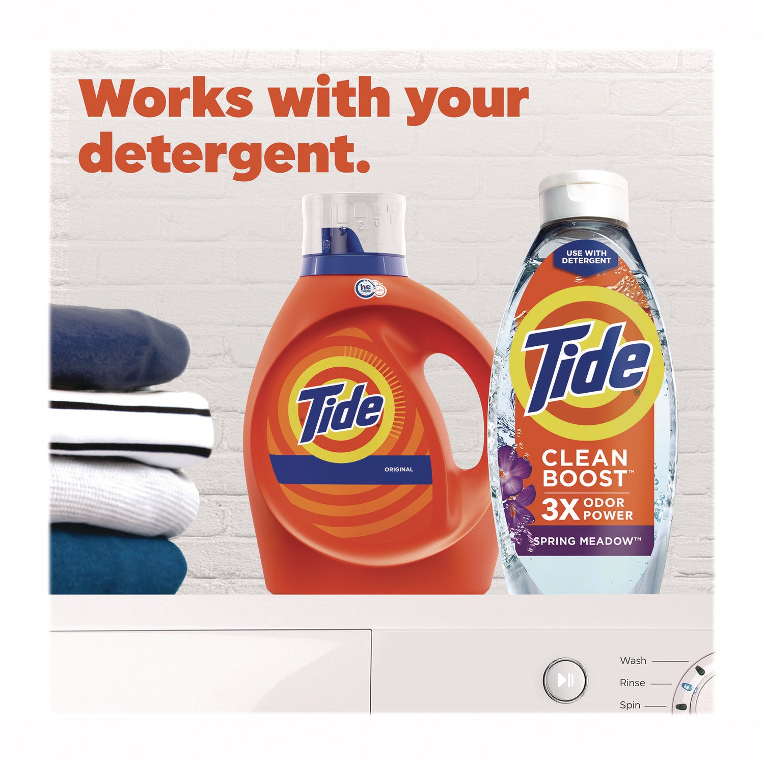 Tide Clean Boost In-Wash Scent Booster, Spring Meadow Scent, 48 oz Bottle (09784)