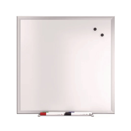 TRU RED Magnetic Steel Dry Erase Board, 24" x 24", White Surface, Gray/Natural Aluminum Frame (TR61179)