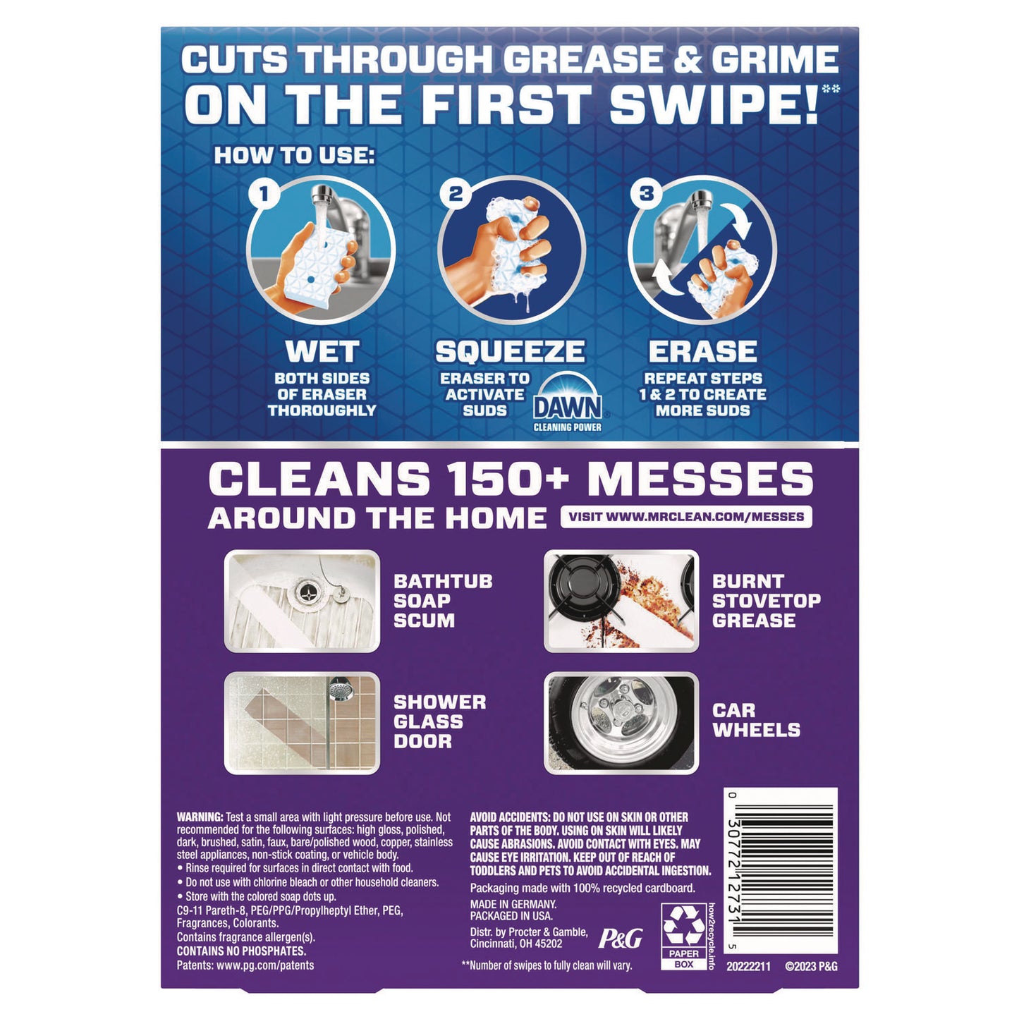 Mr. Clean Magic Eraser, Ultra Foamy, 4.6" x 2.3", 0.7" Thick, White, 5/Pack, 4 Packs/Carton (12731)