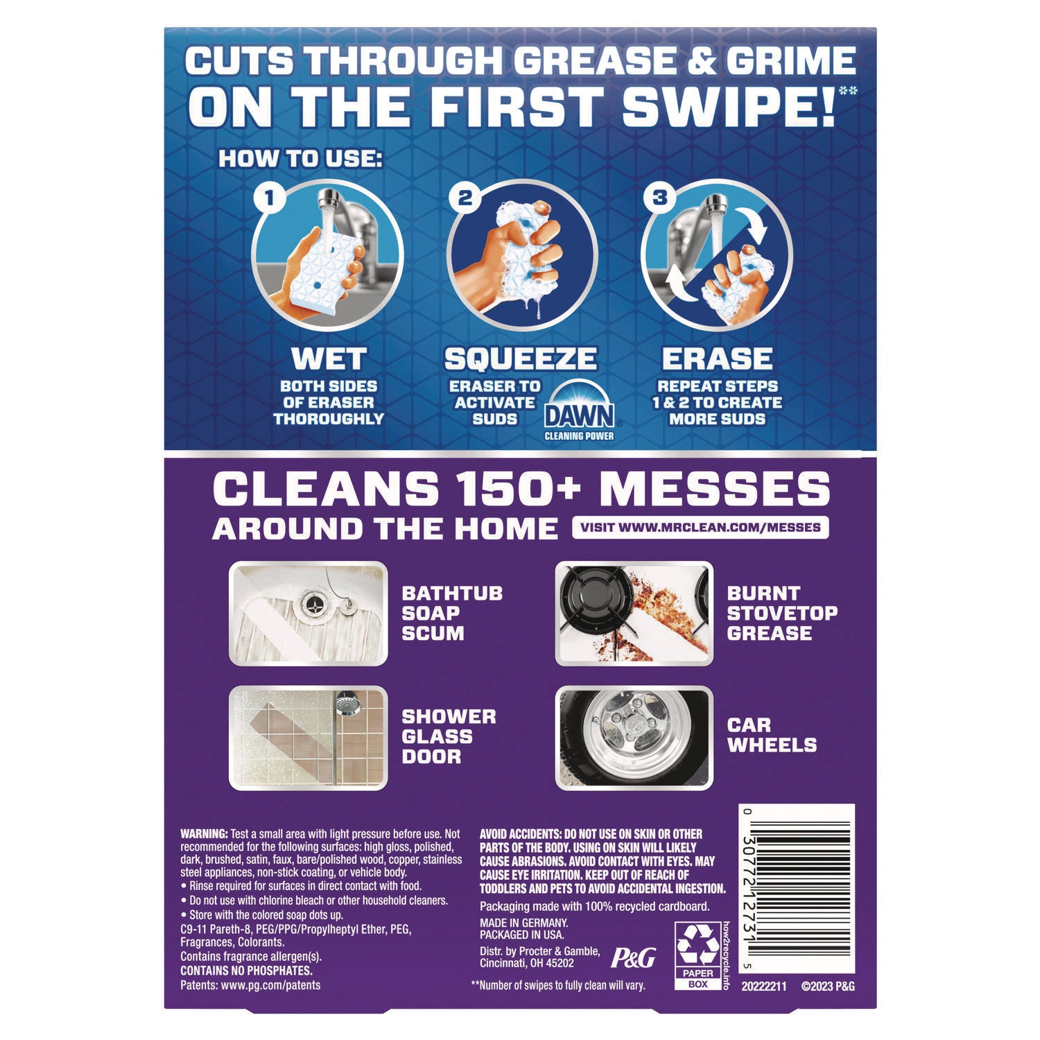 Mr. Clean Magic Eraser, Ultra Foamy, 4.6" x 2.3", 0.7" Thick, White, 5/Pack, 4 Packs/Carton (12731)