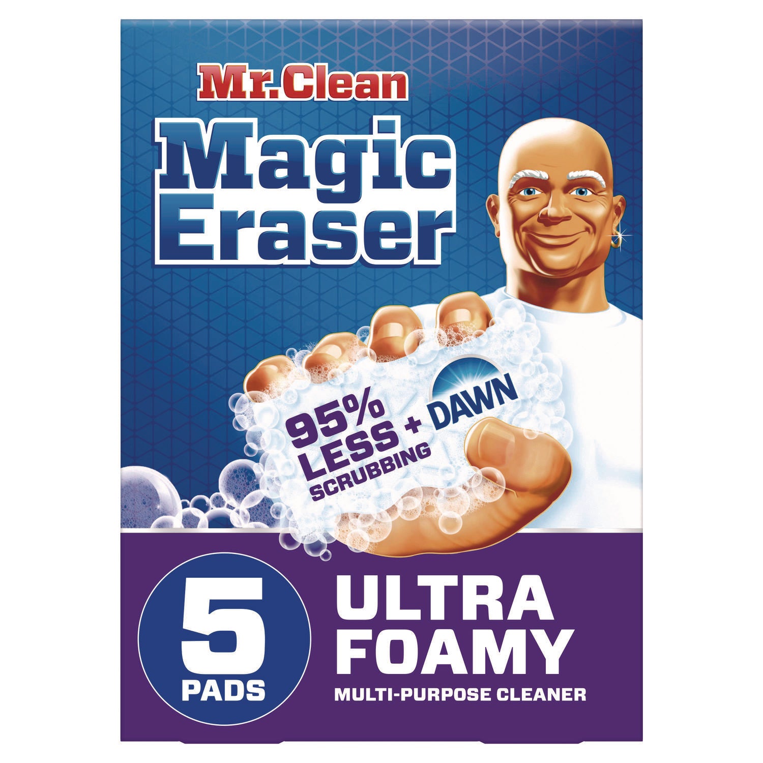 Mr. Clean Magic Eraser, Ultra Foamy, 4.6" x 2.3", 0.7" Thick, White, 5/Pack, 4 Packs/Carton (12731)