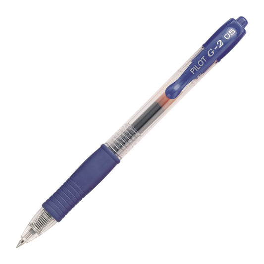 Pilot G2 Premium Gel Pen, Retractable, Extra-Fine 0.5 mm, Blue Ink, Smoke/Blue Barrel, 5/Pack (31298)