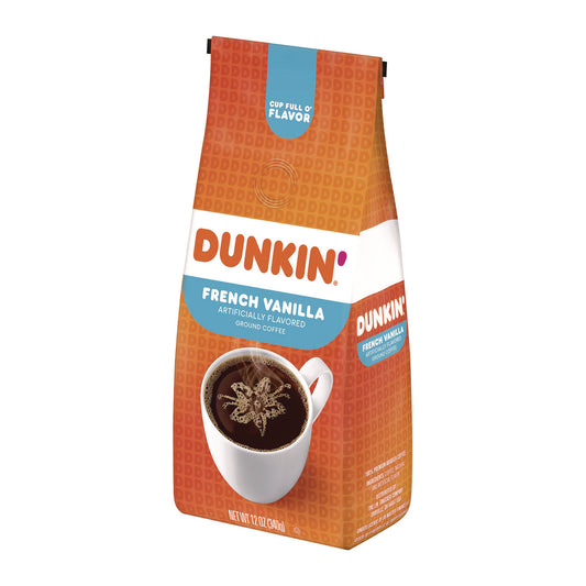 Dunkin Donuts French Vanilla Coffee, 12 oz Bag (00047)