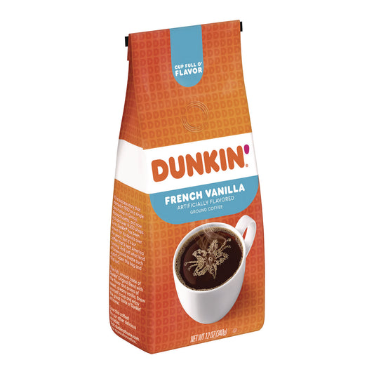 Dunkin Donuts French Vanilla Coffee, 12 oz Bag (00047)