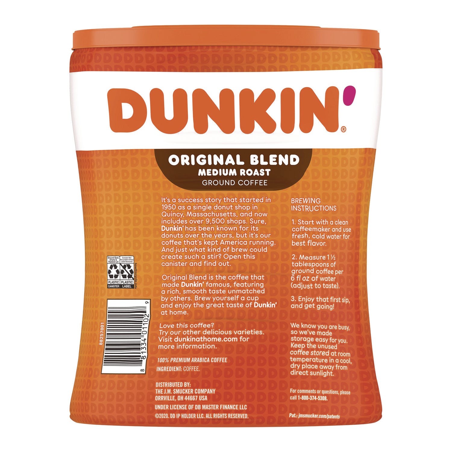 Dunkin Donuts Original Blend Coffee, 30 oz Canister (8133401102)