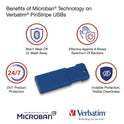 Verbatim PinStripe USB 3.2 Flash Drive, 32 GB, Blue/Red, 2/Pack (70056)