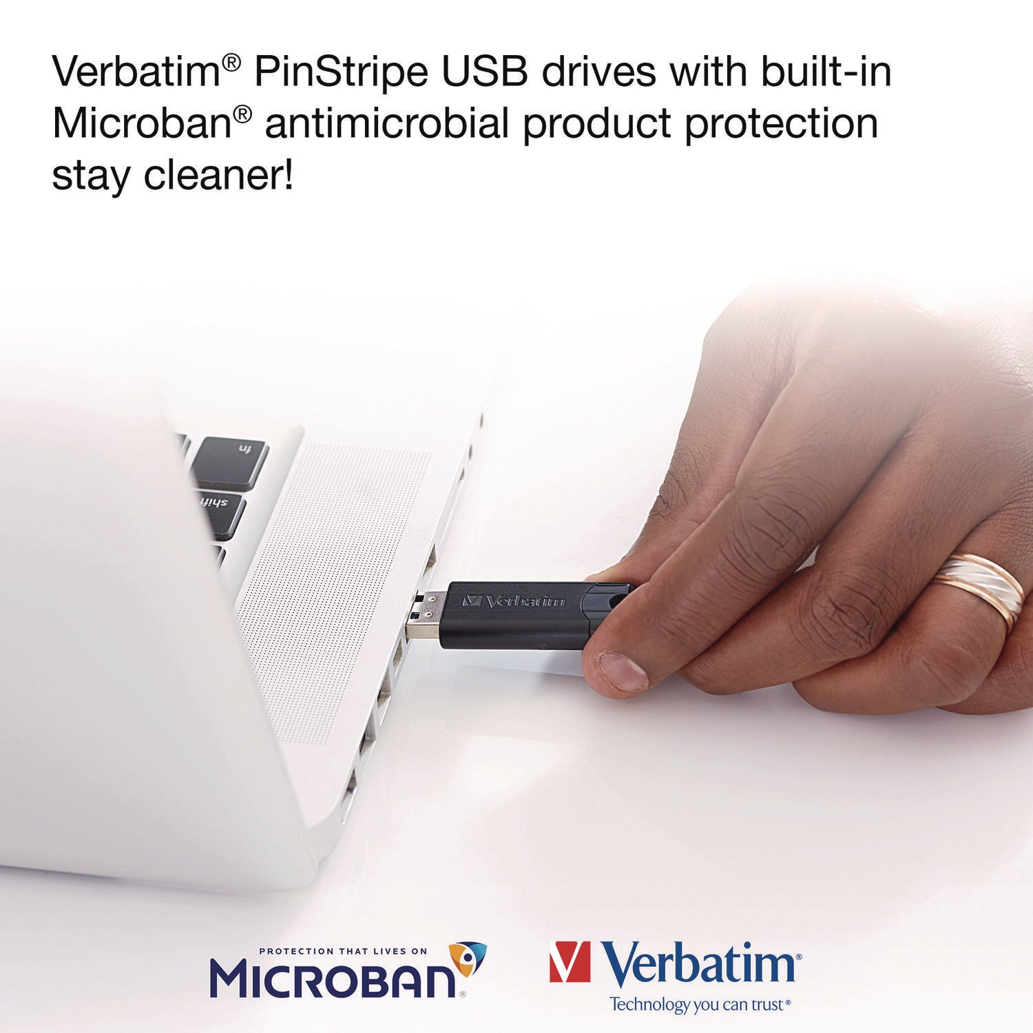 Verbatim PinStripe USB 3.2 Flash Drive, 16 GB, Black (49316)