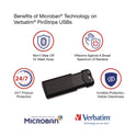 Verbatim PinStripe USB 3.2 Flash Drive, 256 GB, Black (49320)