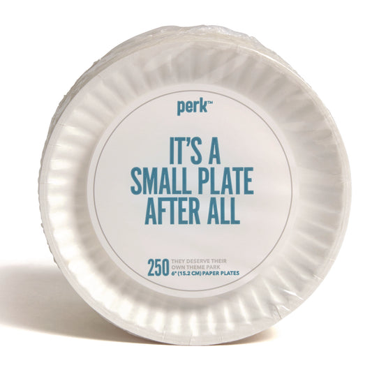 Perk Economy Paper Plates, 6" dia, White, 250/Pack, 4 Packs/Carton (519418)