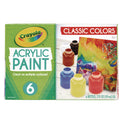 Crayola Acrylic Paint Set, Six Assorted Classic Colors, 2 oz Bottles, 6/Box (1388272)