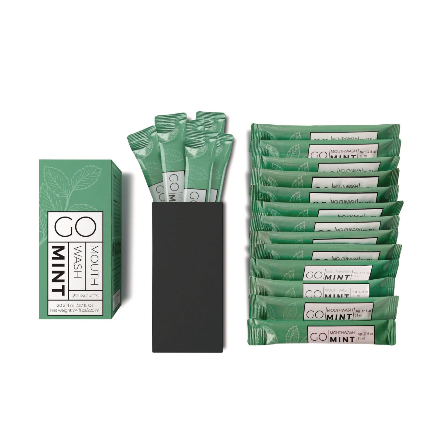 Go Mouthwash Individual Mouthwash Packets, Display Pack, Mint Flavor, 0.37 oz Packet, 20/Pack (MW20)