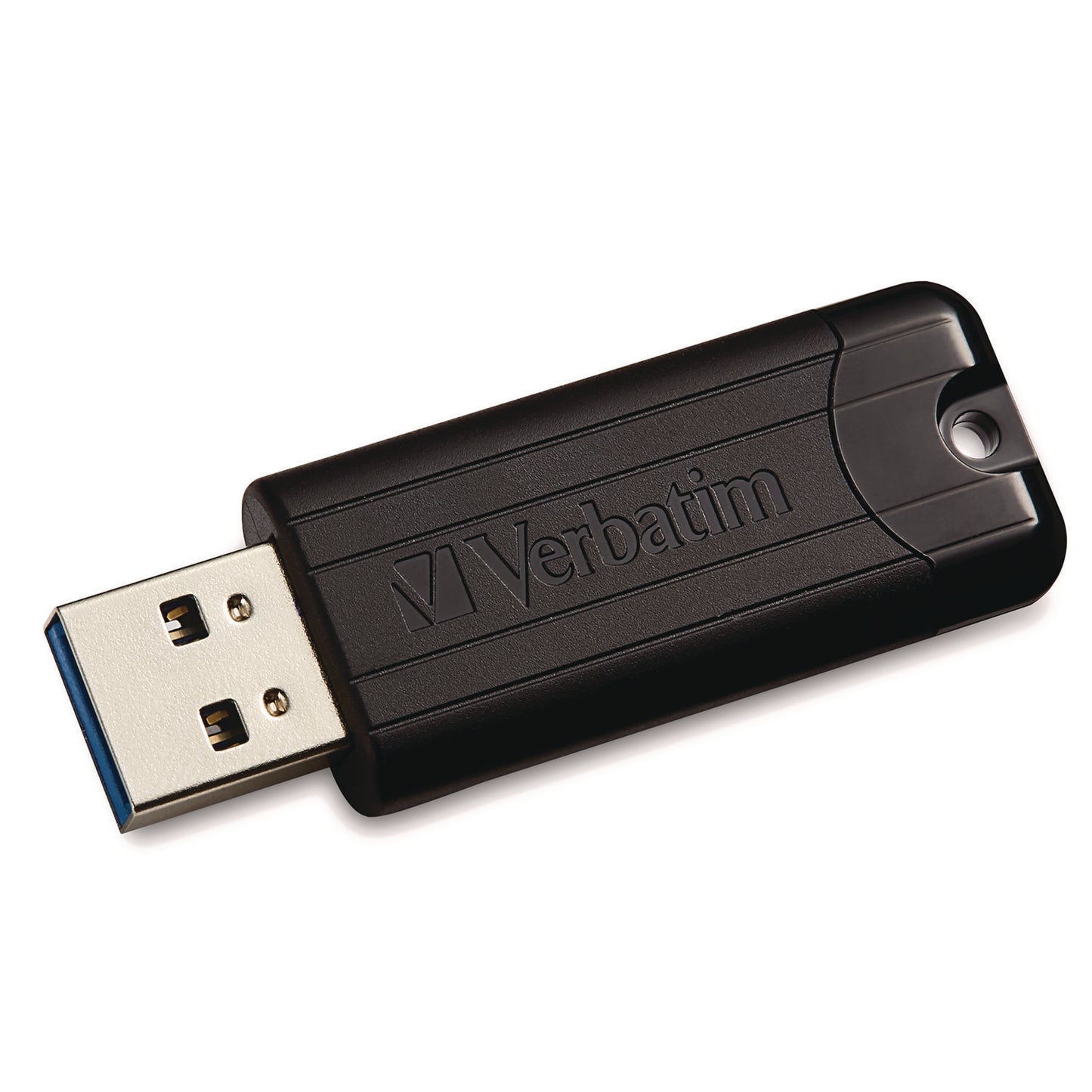 Verbatim PinStripe USB 3.2 Flash Drive, 128 GB, Black (49319)