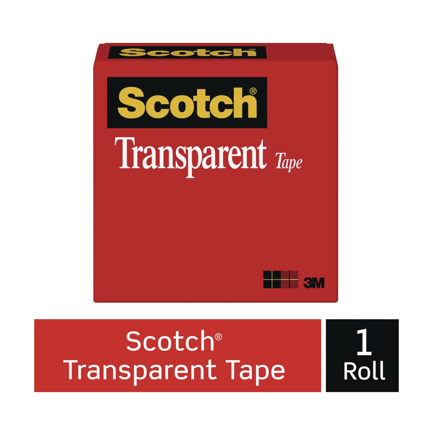 Scotch Transparent Tape, 1" Core, 0.5" x 72 yds, Transparent (600122592)