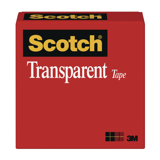 Scotch Transparent Tape, 1" Core, 0.5" x 72 yds, Transparent (600122592)