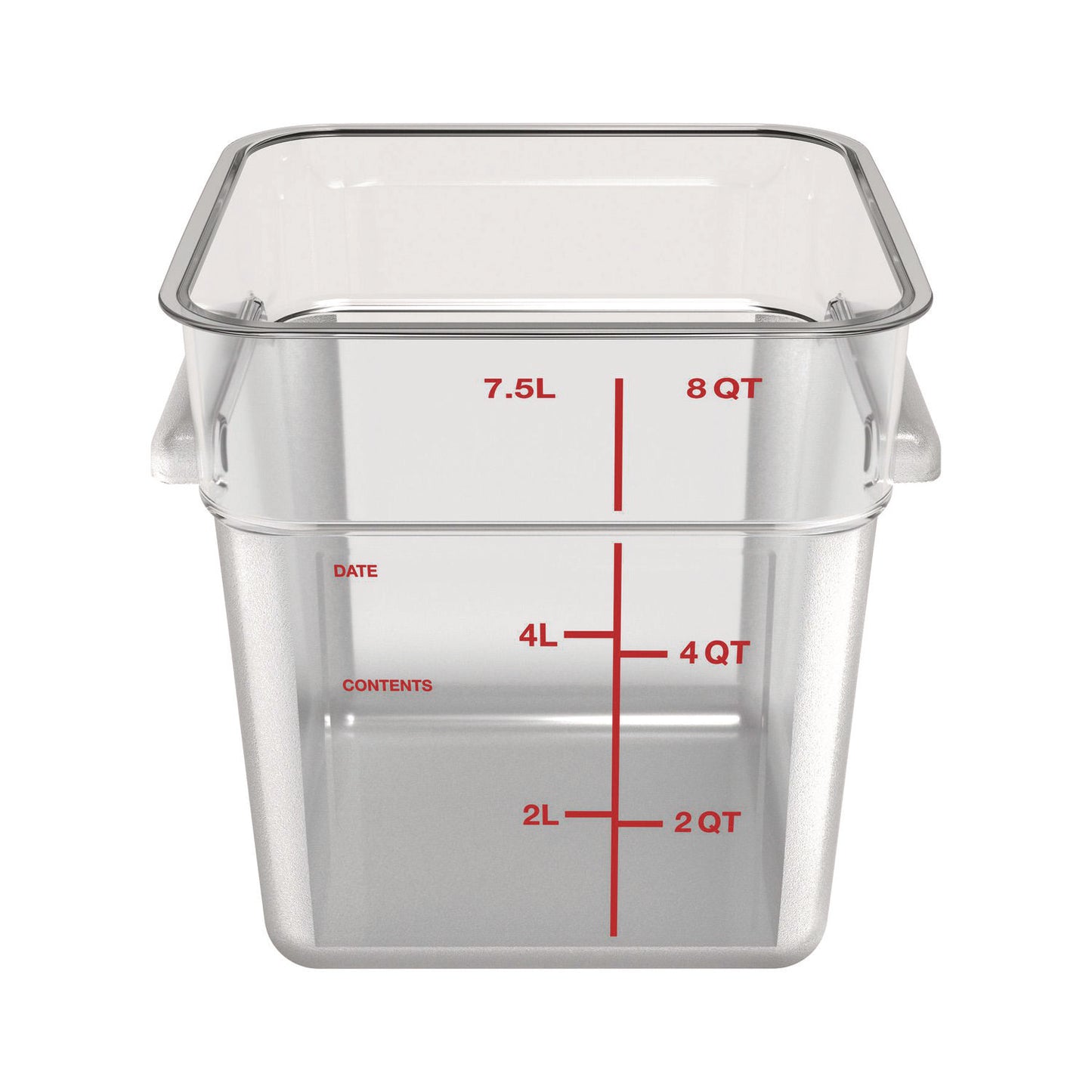 Carlisle Squares Polycarbonate Food Storage Container, 8 qt, 8.75 x 8.75 x 9, Clear, Plastic (1195307)
