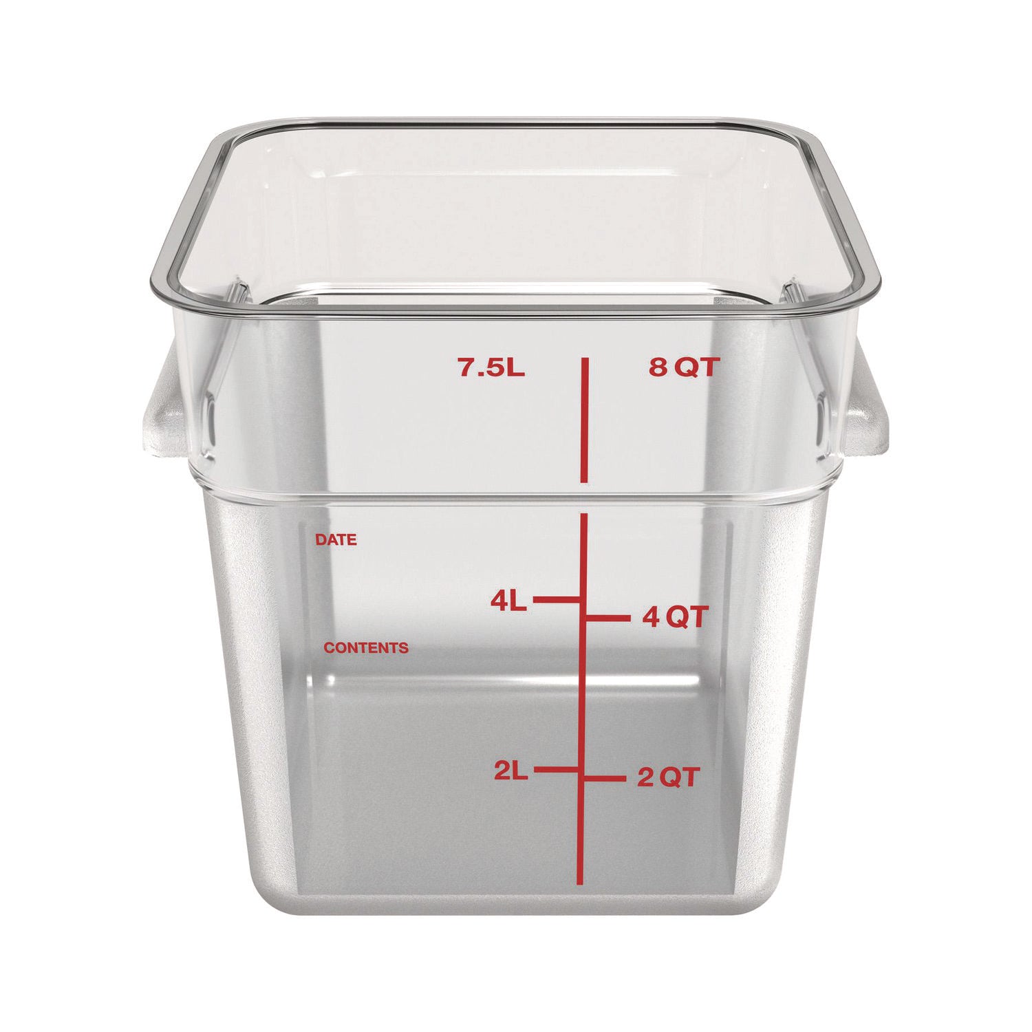 Carlisle Squares Polycarbonate Food Storage Container, 8 qt, 8.75 x 8.75 x 9, Clear, Plastic (1195307)