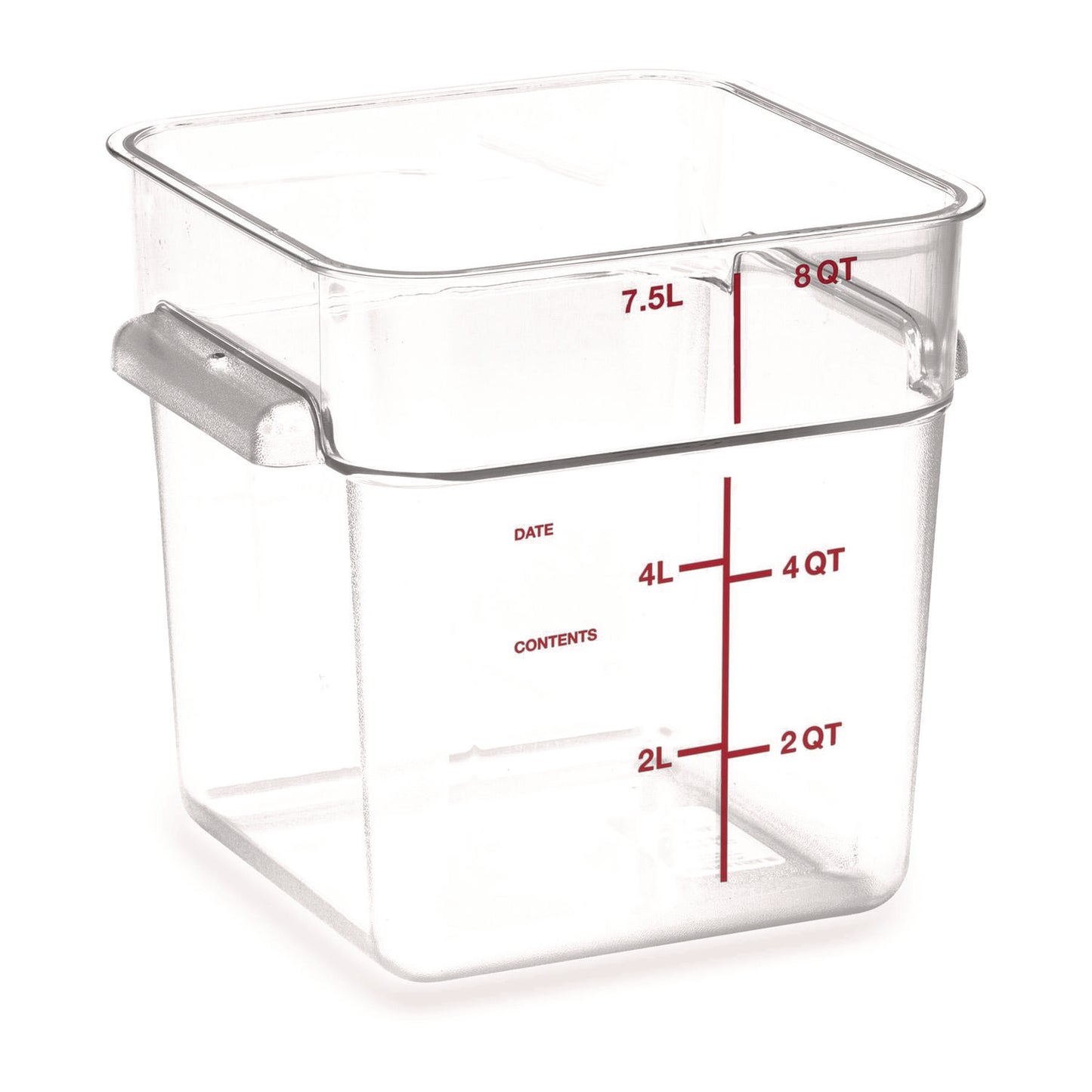 Carlisle Squares Polycarbonate Food Storage Container, 8 qt, 8.75 x 8.75 x 9, Clear, Plastic (1195307)