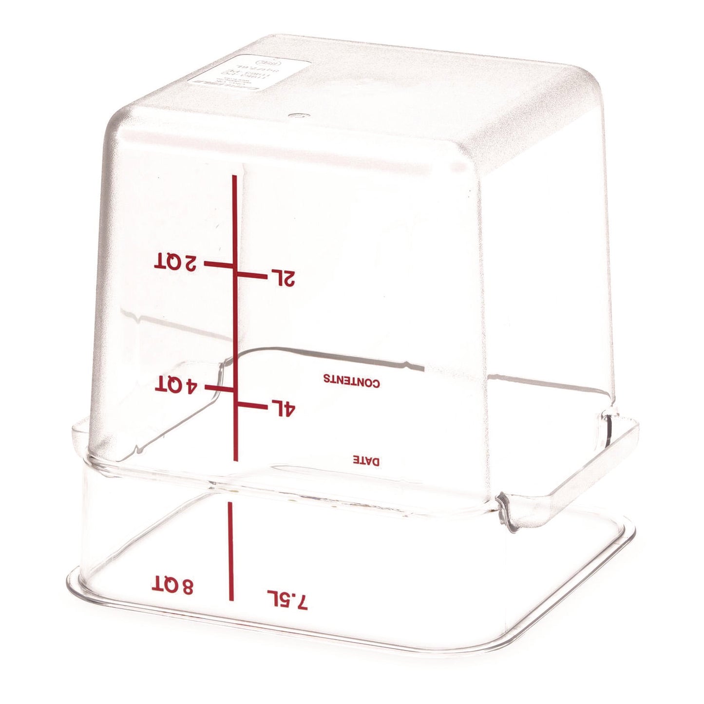 Carlisle Squares Polycarbonate Food Storage Container, 8 qt, 8.75 x 8.75 x 9, Clear, Plastic (1195307)
