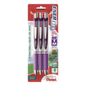 Pentel EnerGel RTX Deluxe Gel Pen, Retractable, Medium 0.7 mm, Purple Ink, Purple/Silver Barrel, 3/Pack (BL77BP3V)