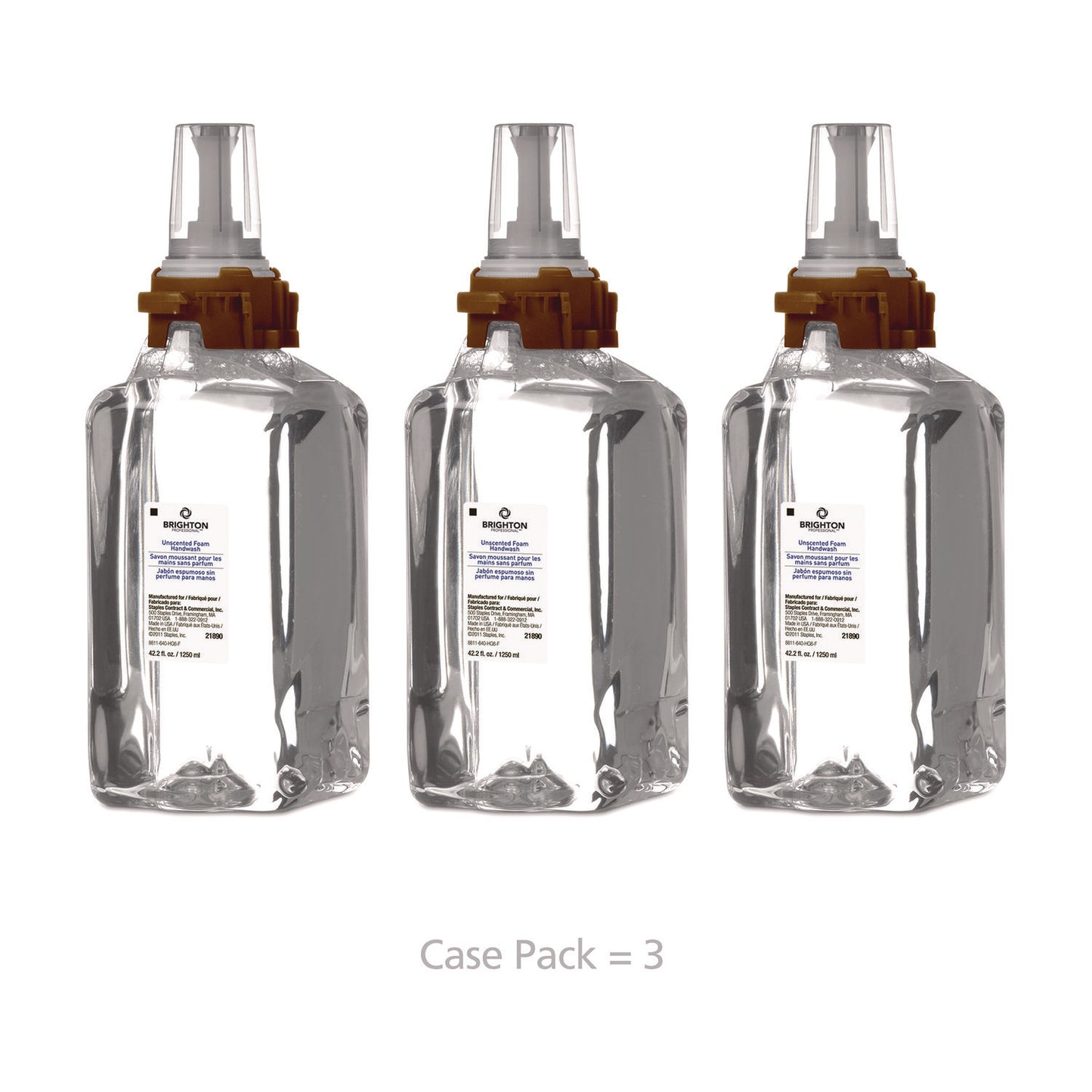 Brighton Professional ADX Foaming Hand Soap Refills, 1,250 mL, Unscented, 3/Carton (370134)