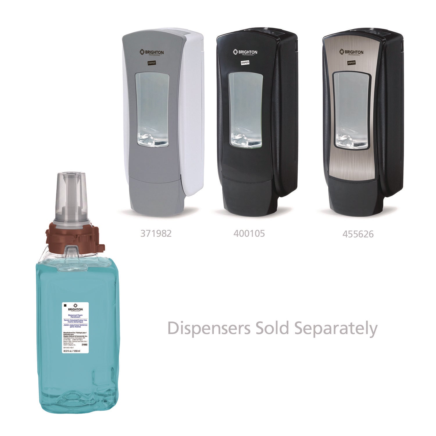 Brighton Professional ADX Foaming Hand Soap Refills, Botanical Scent, 1,250 mL, 3/Carton (370137)