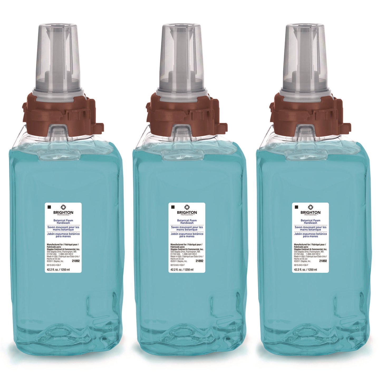 Brighton Professional ADX Foaming Hand Soap Refills, Botanical Scent, 1,250 mL, 3/Carton (370137)