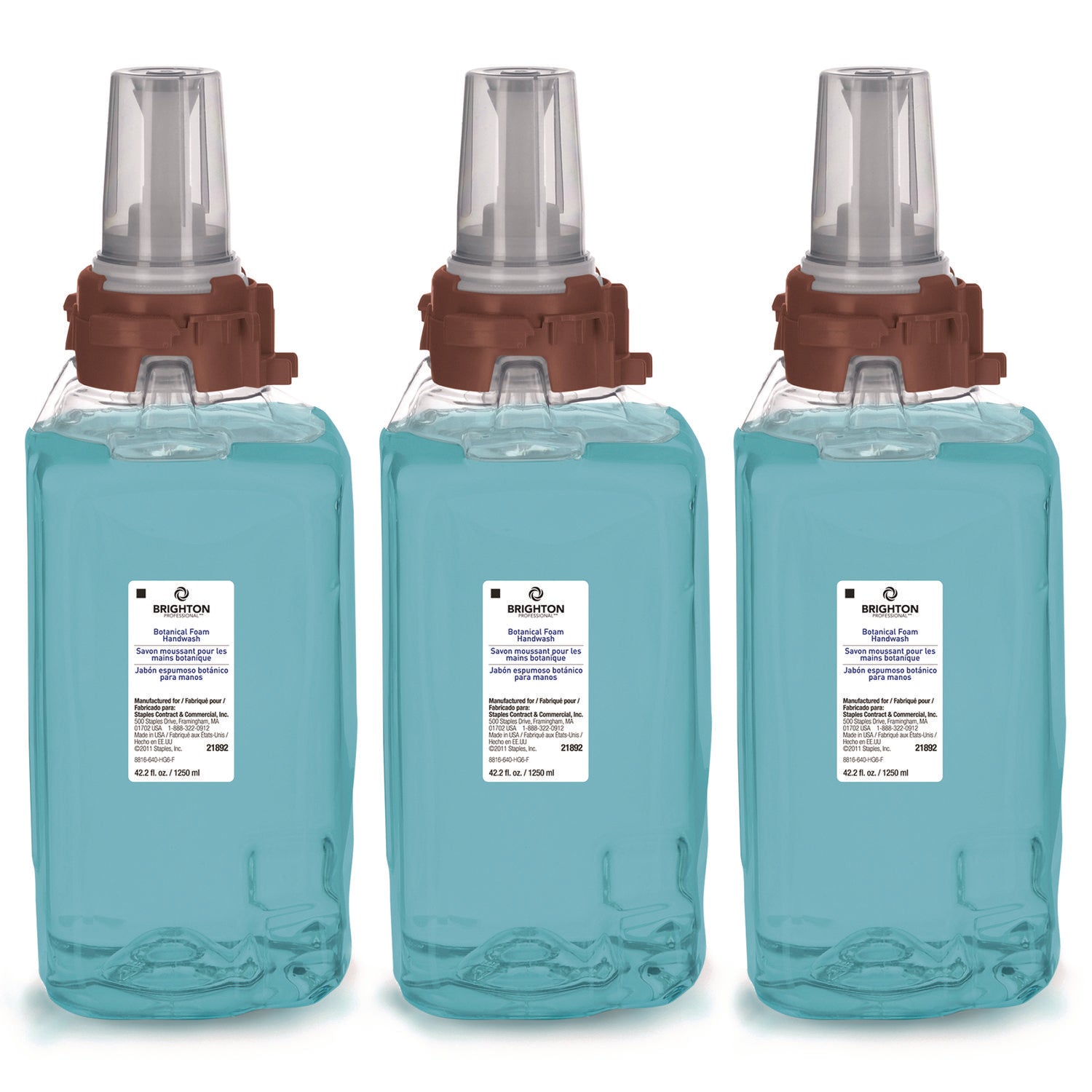 Brighton Professional ADX Foaming Hand Soap Refills, Botanical Scent, 1,250 mL, 3/Carton (370137)