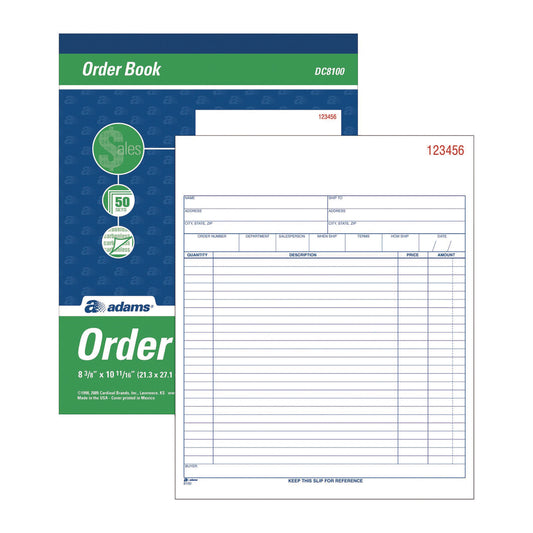 Adams Multipart Sales Order Pad, Two-Part Carbonless, 8.38 x 10.19, 50 Forms Total (DC8100)