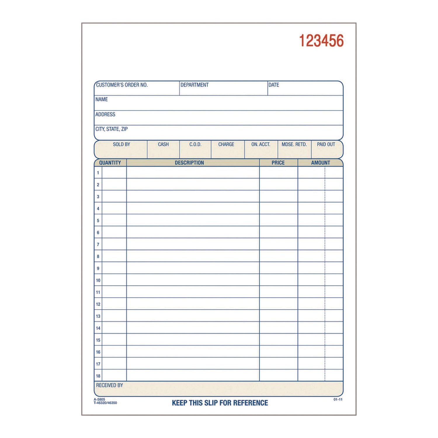 Adams Multipart Sales Order Pad, Two-Part Carbonless, 5.56 x 7.94, 50 Forms/Pad, 10 Pads/Box (DC580510)