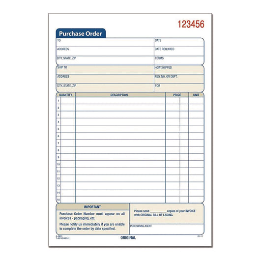 Adams Multipart Purchase Order Pad, Two-Part Carbonless, 7.94 x 5.56, 50 Forms/Pad, 10 Pads/Pack (DC583110)