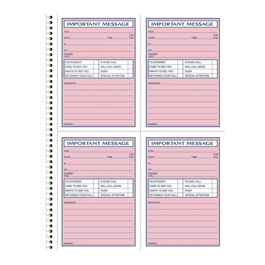 Adams Important Message Book, Two-Part Carbonless, 4 Forms/Sheet, 200 Forms Total (SC1184D)