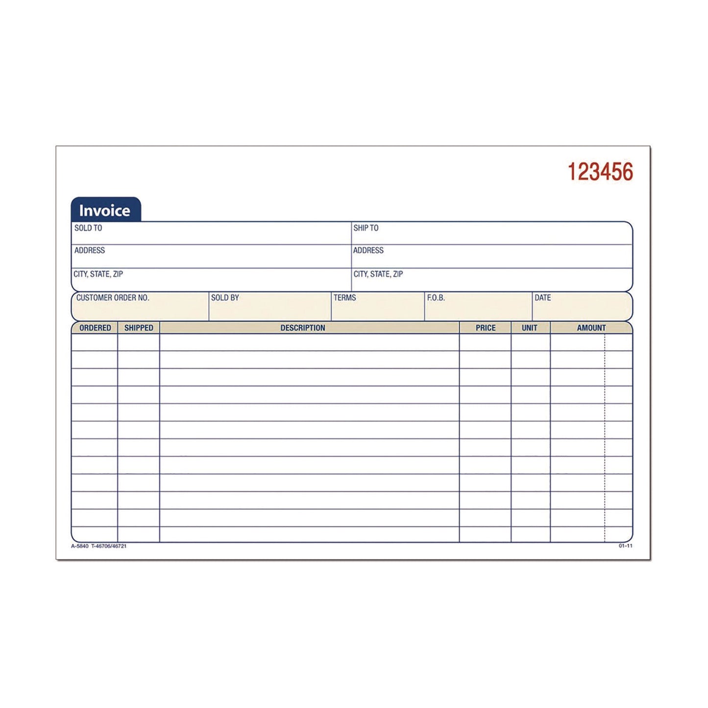 Adams Multipart General-Purpose Invoice Pad, Three-Part Carbonless, 7.94 x 5.56, 50 Forms Total (TC5840)