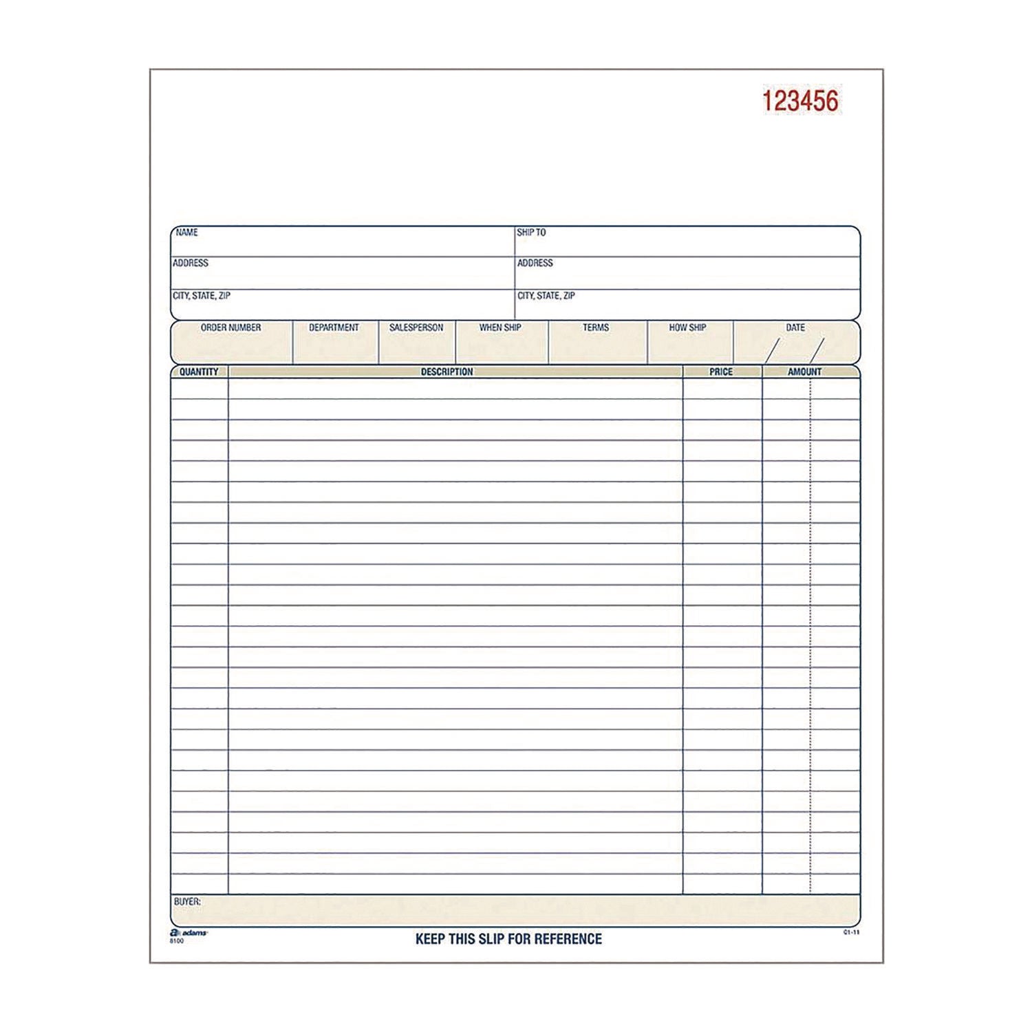 Adams Multipart Sales Order Pad, Three-Part Carbonless, 8.34 x 10.19, 50 Forms Total (TC8100)