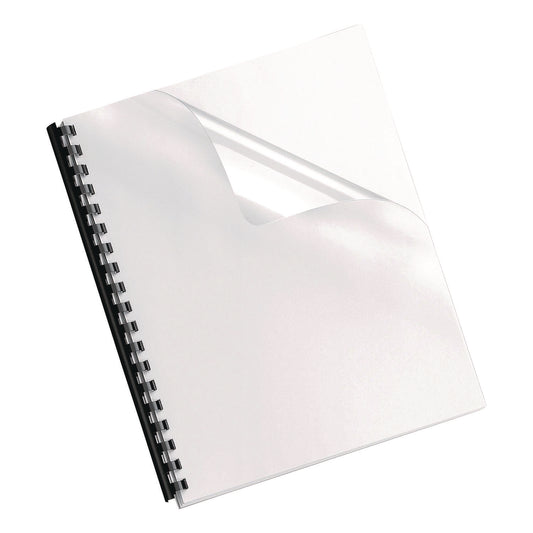 Fellowes Crystals Transparent Presentation Covers for Binding Systems, Unpunched, Clear, with Square Corners, 11 x 8.5, 25/Pack (52043)