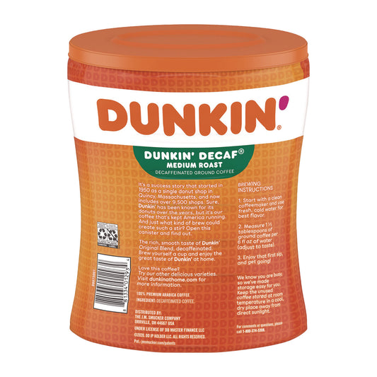 Dunkin Donuts Original Blend Decaf Coffee, 30 oz Canister (8133401293)