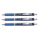 Pentel EnerGel RTX Deluxe Gel Pen, Retractable, Fine 0.5 mm, Blue Ink, Blue/Silver Barrel, 3/Pack (BLN75BP3C)