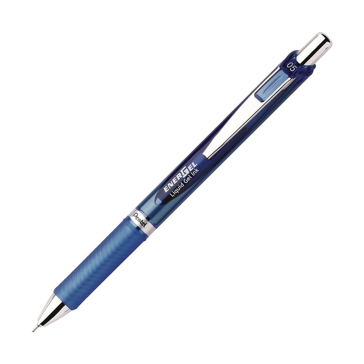 Pentel EnerGel RTX Deluxe Gel Pen, Retractable, Fine 0.5 mm, Blue Ink, Blue/Silver Barrel, 3/Pack (BLN75BP3C)