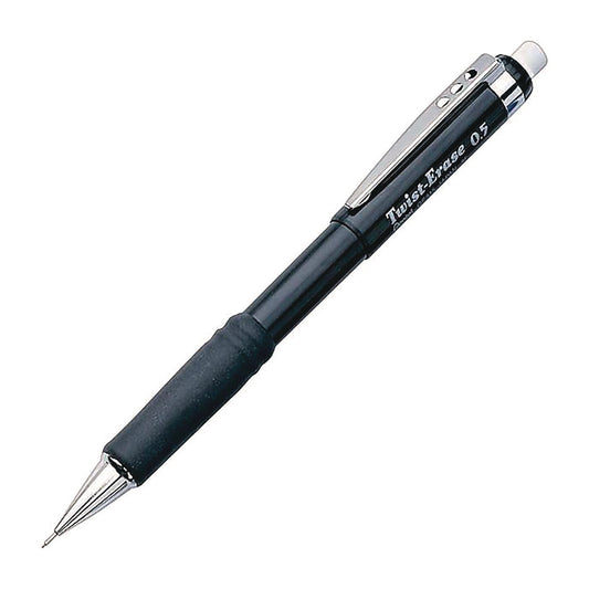 Pentel Twist-Erase III Mechanical Pencil, 0.5 mm, HB (#2), Black Lead, Black/Blue Barrel, 2/Pack (QE515BPK6)